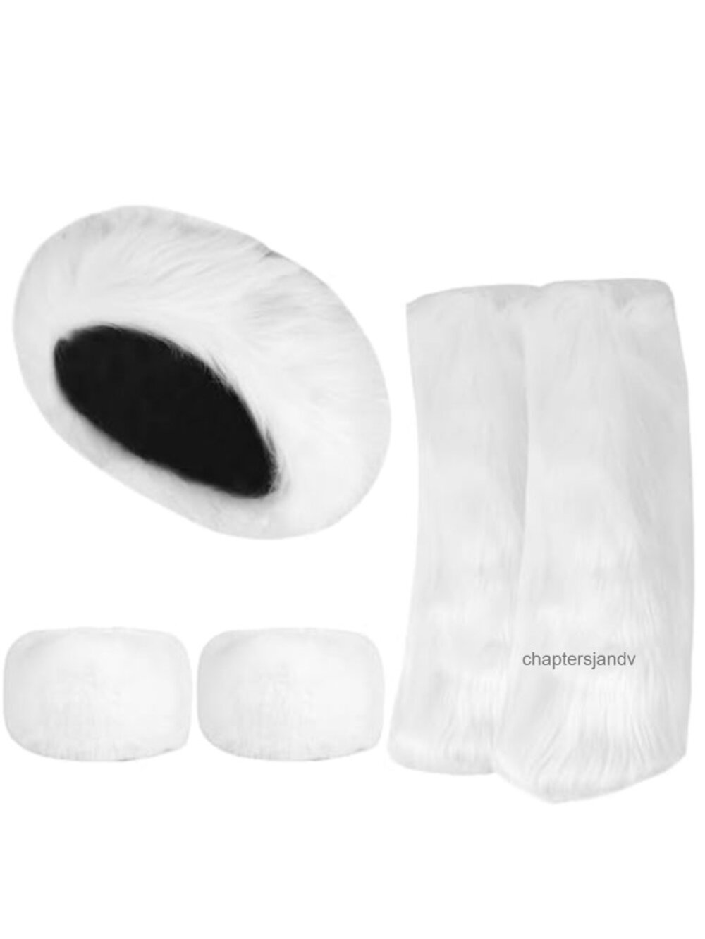 Faux Fur Leg Warmers Set 3 Pc Wrist Cuffs Headband Winter Boot Cuffs